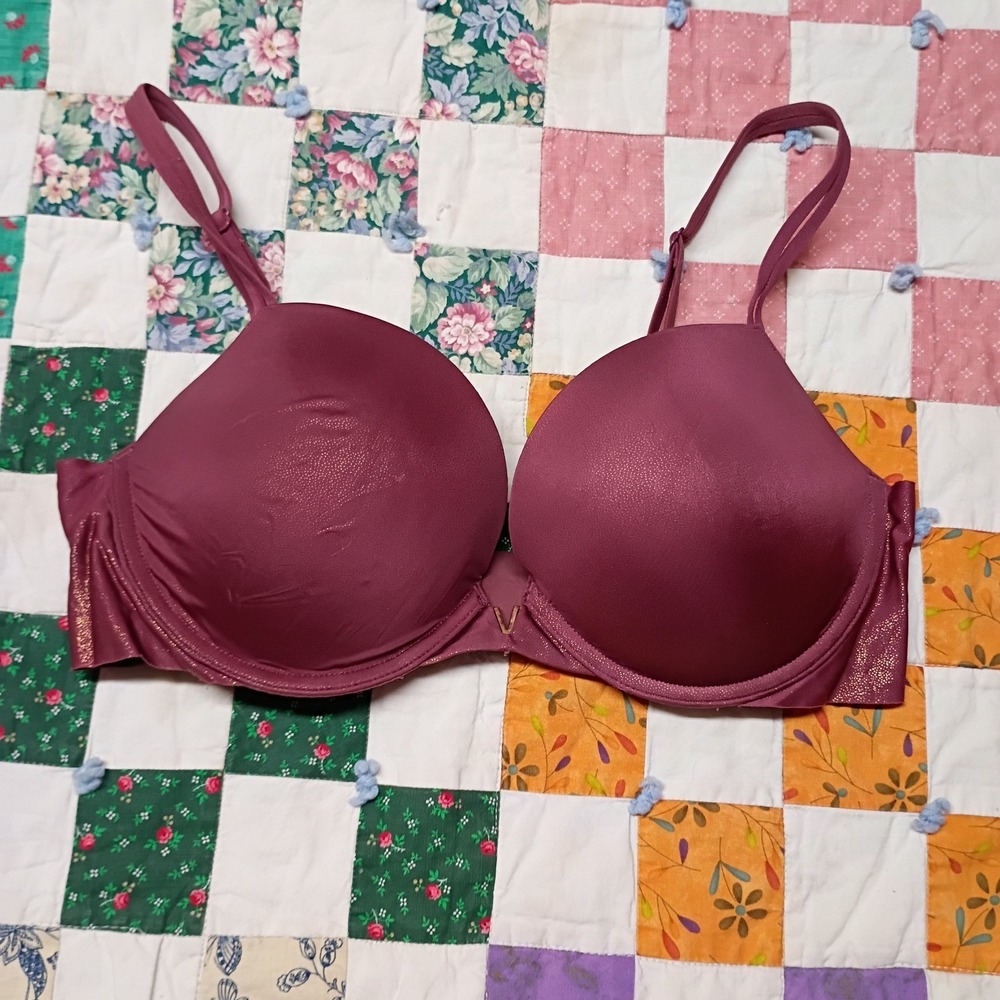 Victoria Secret‎ Maroon Push Up Bra womens Size 34 D Underwired